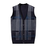 Pullunder Herren Ärmellos, Strickweste Herren Herbst Winter Weste Button-Down Übergrößen...