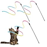 AOZUO 3 Stück Cat Zauberstab Regenbogenspielzeug, 60cm Rainbow Ribbon Zauberstab Katzenspielzeug...