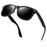 KANASTAL Sonnenbrille Herren und Damen Polarisiert Glänzend Schwarz Rahmen UV400 Schutz Rechteck...