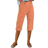 Damenhose, 7/8, elastische Taille, kurz, fließend, Strand, Caprihose, klassisch, Wandern, 3/4-Hose,...