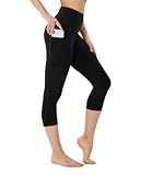 FOTOCITI 3/4 Leggings Damen mit Tasche Capri Leggins High Waist Caprihose Sommer Blickdicht...