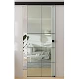 HORI Glasschiebetür Loft Design – ESG-Sicherheitsglas Milchglas ohne Bohrungen – Glastür zum...