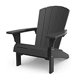 Keter Alpine Adirondack Chair, Outdoor Gartenstuhl aus Kunststoff mit Getränkehalter, grau,...