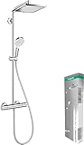 hansgrohe Crometta E - wassersparendes Duschsystem (EcoSmart) mit Thermostat, Regendusche (240 x 240...