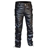 SAUTRV Kunstlederhose für Herren – Motorradhose für Herren, Lederhose mit Spitzenseiten,...