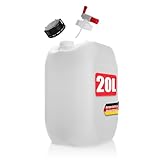 BigDean Wasserkanister 20L mit Auslaufhahn + Schraubdeckel naturweiß - BPA frei lebensmittelecht...