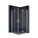 SONNI Duschkabine 90x90 cm falttür Eckeinstieg beide Seiten faltbar Duschabtrennung Faltdusche NANO...