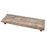 Spetebo Deko Blumenteller natur rechteckig - 55 x 18 cm - Holz Pflanzenhocker länglich mit 4...