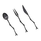 VICASKY 3 Stück Retro Branch Messer Fork Löffel Antiquität enthalten Utensilien schwarze Gabeln...