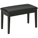 HOMCOM Klassischer Klavierbankhocker, PU-Leder, gepolsterter Keyboardhocker mit Gummiholzbeinen und...
