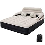 RAPTAVIS King Size Luftmatratze mit Kopfteil und Kissen, Aufblasbare Bett Aufblasbare Matratze