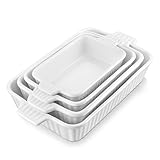 MALACASA, Serie Bake.Bake, 4-teiliges Auflaufform-Set aus Kratzfestem Keramik in Weiß | Enthält 4...