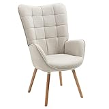 MEUBLE COSY Sessel Relaxsessel Lehnstühle Polstersessel Einzelsofa mit Holzbein Ohrensessel für...