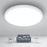JONMONSM Led Deckenleuchte Flach 25W, IP54 Wasserfest, Ø30cm 2000LM 6500k, Rund Lamp Deckenlampen...