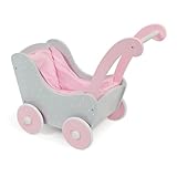 Bayer Chic 2000-425-91 - Holzpuppenwagen für Baby-Puppen bis 54 cm, Puppenwagen aus Holz, Puntos...