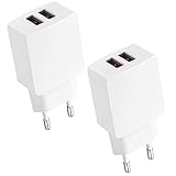 CREAPICO USB Ladegerät (2 Stücke), 5V2.1A 2-Port Netzteil, USB Stecker Steckdose, Adapter für...