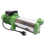 CHM GmbH® Kreiselpumpe 1,5 KW 8400 L/h 8,5 Bar Gartenpumpe Edelstahl, Wasserpumpe mit Edelstahl...
