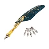 FONDOTIN Vintage Kalligraphie Feder Set Teilig mit Dip Stift Langlebiger Quill Pen aus Hochwertigem...
