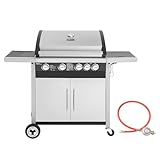 Royal Gourmet 4+1 Brenner Gasgrill Grillwagen mit Unterschrank, Edelstahlbrenner mit 14,5 kW und...