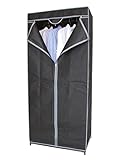 Spetebo Stoff Kleiderschrank dunkelgrau - 160 x 70 cm - Mobiler Faltschrank mit Kleiderstange -...
