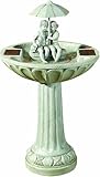 Smart Solar Ornament Regenschirm Wandbrunnen in Hellgrau aus Polyresin, Einfach zu montieren -...