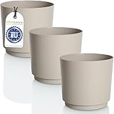 idea-station MATA Blumentopf Set 3 x 14.5 cm - 1.8 Liter - beige - bruchsichere Blumentöpfe aus...