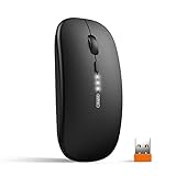 inphic Maus Kabellose wiederaufladbar, Ultra Slim 2.4G Leise Funkmaus Optische Computermaus 1600 DPI...