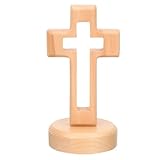 Didiseaon Holzkreuz mit Basis: Holz Stehendes Kreuz Deko 14cm Kruzifixe Ornament Dekoration für...