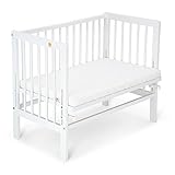 FabiMax Baby Beistellbett Anstellbett Basic stufenlos höhenverstellbar mit Matratze Comfort, Buche...