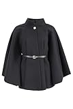 malito - Damen Cape Mantel - langarm Vinatage Poncho modern & elegant - edle bequeme unifarbene...