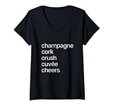 Damen Champagner-Korken Crush Cuvée Cheers Sekt C Words T-Shirt mit V-Ausschnitt