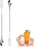 Cocktail-Rührlöffel, Cocktail-Rührlöffel, langer Griff, Edelstahl, geeignet für Bars und Cafés...