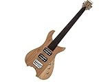 New Big John 6 Strings Fretless Electric Bass Guitar In Natural with Zebrawood Body and Passive...