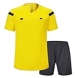 SHINESTONE Herren-Schiedsrichter-Trikot, für Fußball, Kurze Ärmel (Yellow, Medium)
