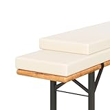 Amopatio 2er Set Bierbankauflage gepolstert, 180x25x4 cm XL Biertischgarnitur Auflagen Outdoor &...