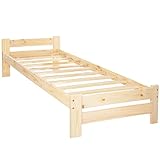 SPRINGOS Einzelbett mit Lattenrost Holzbett Bettrahmen mit Kopfteil und Holzlattenrost 90 x 200 cm...