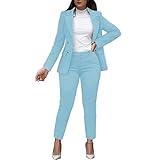 Duohropke Hosenanzüge für Damen Elegant Business Blazer Anzug Set 2-teilig Slim Fit Blazer Hose...