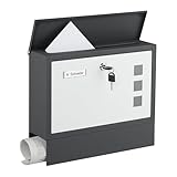 Relaxdays Briefkasten mit Sichtfenster, Metall, 4 Schlüssel, Mit Zeitungsfach, HxBxT: ca. 30 x 36 x...