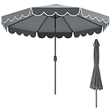 KOMFOTTEU Sonnenschirm 300 cm mit Kurbel & Volant, Gartenschirm 35°knickbar, Terrassenschirm mit 8...
