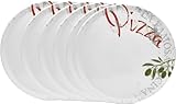 Van Well Famosa italienische Pizzateller groß ø 33cm weiß 6er Set – Porzellan XL Teller für...