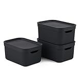 Jive Dekobox 3er-Set Aufbewahrungsbox 5l mit Deckel, Kunststoff (PP recycelt), dunkelgrau, 3x5l...