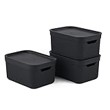 Jive Dekobox 3er-Set Aufbewahrungsbox 5l mit Deckel, Kunststoff (PP recycelt), dunkelgrau, 3x5l...