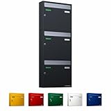 AL Briefkastensysteme Basic 3er Briefkasten RAL 7016 Anthrazit Grau/Einwurfklappe RAL 9006 Weiß...