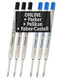 6x kompatible Parker Kugelschreiberminen G2-Format Strichstärke M von Online, auch für Pelikan,...