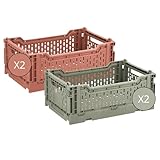 Box and beyond - 4er Set Faltbare Aufbewahrungskisten - Plastikkisten Stapelbar - Faltkiste mit...