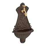 Relaxdays Wandbrunnen, nostalgischer Gartenbrunnen, Waschbecken & Wasserhahn, HBT: 42 x 24,5 x 11,5...