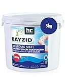BAYZID Chlor Multitabs 5 in 1-200g Chlortabletten für Pool - 5kg - 5-Phasen Pflege & Reinigung -...