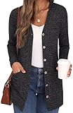 GRECERELLE Damen Leichte Strickjacke Lang mit Taschen und Knöpfen Long Elegant Cardigan...