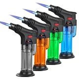 4 Stück Küchenbrenne Flambierbrenner Nachfüllbarer Bunsenbrenner, Einstellbarer Gasfeuerzeug mit...
