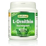L-Ornithin, 500 mg, hochdosiert, 120 Kapseln - wichtige Aminosäure. Hergestellt durch Fermentation....